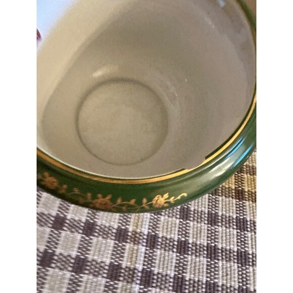 French Style Decor Andrea by Sadek Green Porcelain Planter w/ Gold Floral Trim - Picture 5 of 11